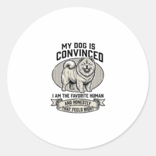 Sticker Rond Chemise drôle d'amant de chien avec gravure vintag