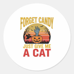 Sticker Rond Chemise drôle de bonbons pour amateur de chats Hal