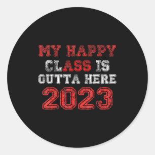 Sticker Rond Chemise drôle de classe heureuse qui s'en va 2023