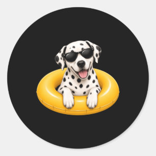 Sticker Rond Chemise drôle de dalmatien Chien tacheté mignon Ét