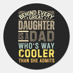 Sticker Rond Chemise Drôle Papa De Fille Hommes Drôle Pères Da