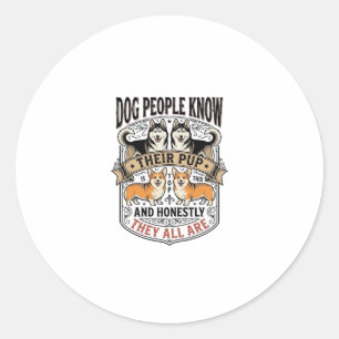 Sticker Rond Chemise drôle pour amateur de chien avec débat vin