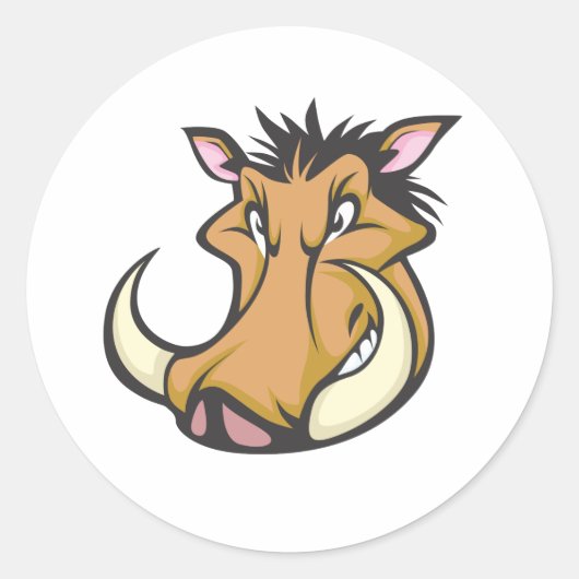 Sticker Rond Chemise en caricature de phacochère mignonne (Devant)