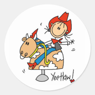 Sticker Rond Chemise et Cadeaux Cowgirl Yee Haw