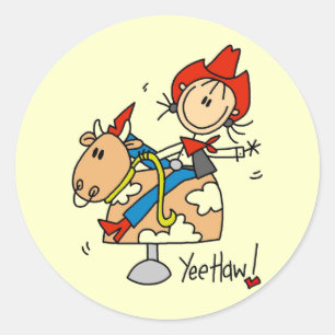 Sticker Rond Chemise et Cadeaux Cowgirl Yee Haw