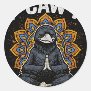 Sticker Rond Chemise F Caw F Zen Crow Drôle Fcawf Méditation Ra