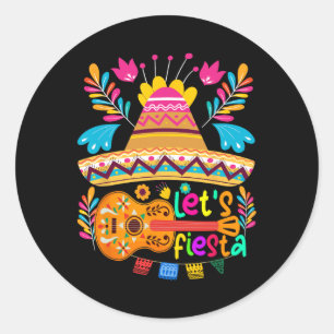 Sticker Rond Chemise Faisons la Fête Cinco De Mayo Fête Mexicai