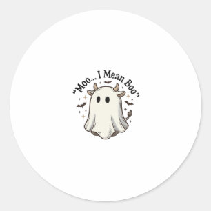 Sticker Rond Chemise fantôme de vache mignonne Halloween Meugle