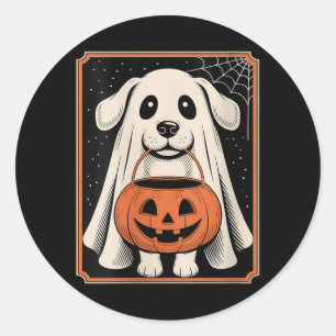 Sticker Rond Chemise femme drôle de chien fantôme Halloween Hal