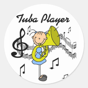 Sticker Rond Chemise Fille Personnage Bâton Joueuse de Tuba et