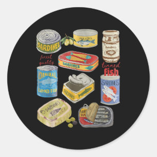 Sticker Rond Chemise Fille Tomate Sardines Poisson En Conserve