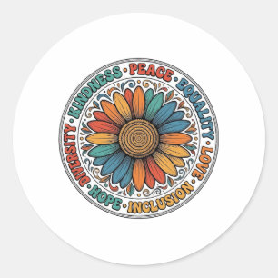 Sticker Rond Chemise Fleur de Paix et de Bonté Vintage_1