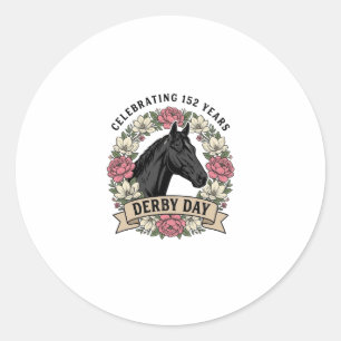 Sticker Rond Chemise fleurie vintage de Derby Day pour chevaux
