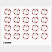 Sticker Rond Chemise Florale Rose rouge | MERCI (Feuille)