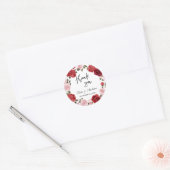 Sticker Rond Chemise Florale Rose rouge | MERCI (Enveloppe)