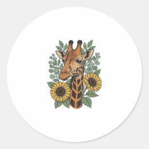 Sticker Rond Chemise florale tournesol girafe gravée vintage_1