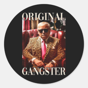 Sticker Rond Chemise Gangster originale Maga Donald Trump 20