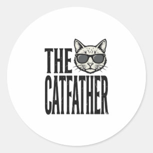 Sticker Rond Chemise graphique de citation de chat vintage Funn
