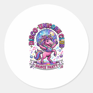 Sticker Rond Chemise graphique du club de disco licorne commerc