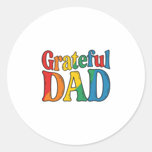 Sticker Rond Chemise Grateful Dad Vintage Rainbow Typography_1
