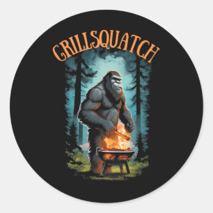 Sticker Rond Chemise Griller Rbecue Drôle - Sasq Griller Bigfoo