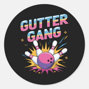 Sticker Rond Chemise Gutter Gang Chemises drôles de bowling Gut