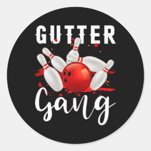 Sticker Rond Chemise Gutter Gang Chemises drôles de bowling Gut