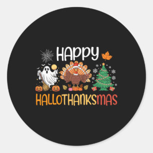 Sticker Rond Chemise Hallothanksmas Drôle Halloween Thanksgivin