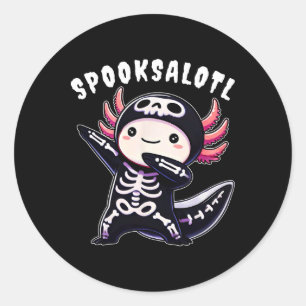 Sticker Rond Chemise Halloween Axolotl Amusante Pour Enfants Ga