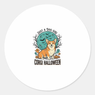 Sticker Rond Chemise Halloween Corgi pour filles aimant les chi