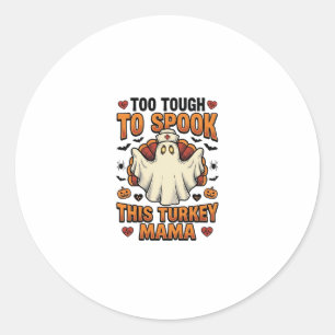 Sticker Rond Chemise Halloween de maman dinde avec fantôme d'in
