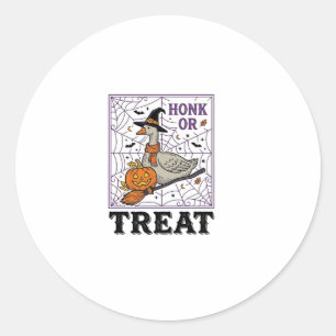 Sticker Rond Chemise Halloween Oie Sorcière Honk Or Treat Vinta