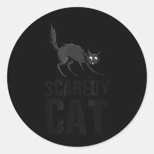 Sticker Rond Chemise Halloween Scaredy Cat Avec Chat Noir