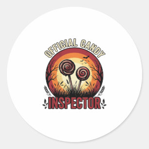 Sticker Rond Chemise Halloween Vintage Inspecteur de Bonbons Of