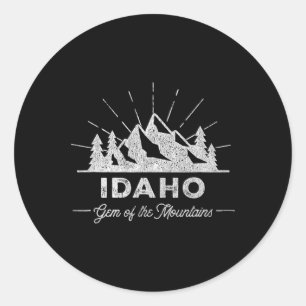 Sticker Rond Chemise Idaho Vintage Randonnée Design Rétro T Shi