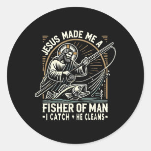 Sticker Rond Chemise Jésus m'a fait pêcheur d'hommes Bible pêch