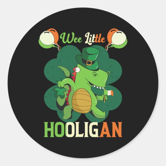 Sticker Rond Chemise Jour de la Saint Patrick Wee Little Hoolig (Devant)
