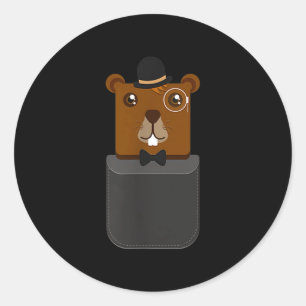 Sticker Rond Chemise Joyeuse Fête Du Marmotte Dans Votre Pochet