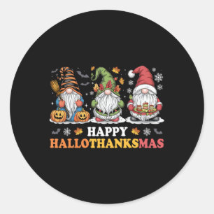 Sticker Rond Chemise Joyeux Hallothanksmas Halloween Thanksgivi