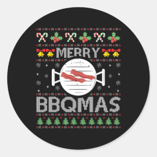Sticker Rond Chemise Laide de Noël Byrbecue Fête de Xmas Joyeux