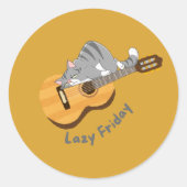 Sticker Rond Chemise Lazy friday (Devant)