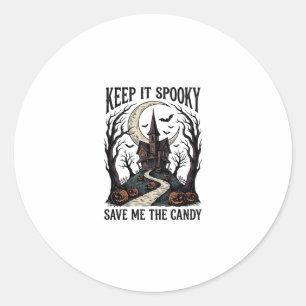 Sticker Rond Chemise Maison Hantée Gravure Halloween Vintage Ar
