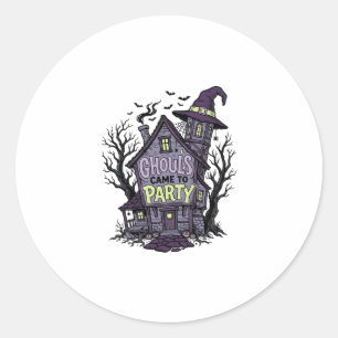 Sticker Rond Chemise Maison Hantée Mignonne Soirée Halloween Dé