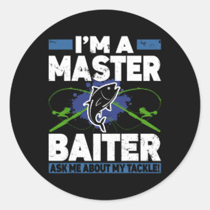 Sticker Rond Chemise Master Iter Drôle Pêche Pêcheur Poisson
