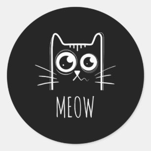 Sticker Rond Chemise Meow Chat Meow Kitty Cute Chats Maman Et C
