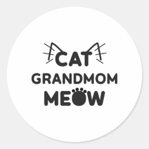 Sticker Rond Chemise Meow Grand-maman au chat - Cadeau