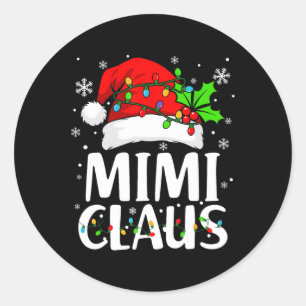 Sticker Rond Chemise Mimi Claus Lumières de Noël Pyjama Famille