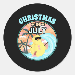 Sticker Rond Chemise Noël en Juillet Plage Vacances d'Été Chemi