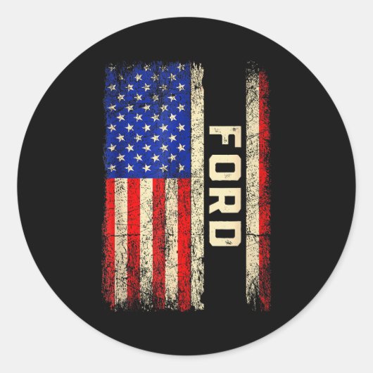 Sticker Rond Chemise Nom de Famille Ford Ford Nom Drapeau Améri (Devant)