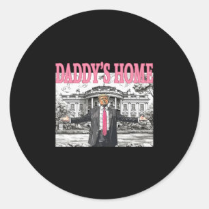 Sticker Rond Chemise Papa Est De Retour Trump Pour Hommes Femme